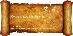 Kvasznicza Anna névjegykártya
